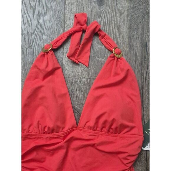 Ralph Lauren Slimming Haulter One Piece Bathingsuit Swimsuit Women's Size 14 - Picture 3 of 5